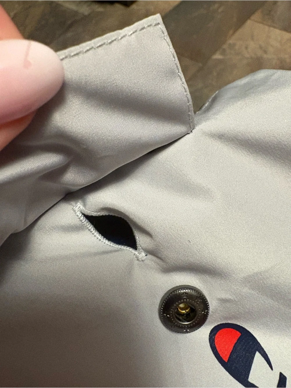 Champion Hooded Raincoat - Navy/Gray/Red